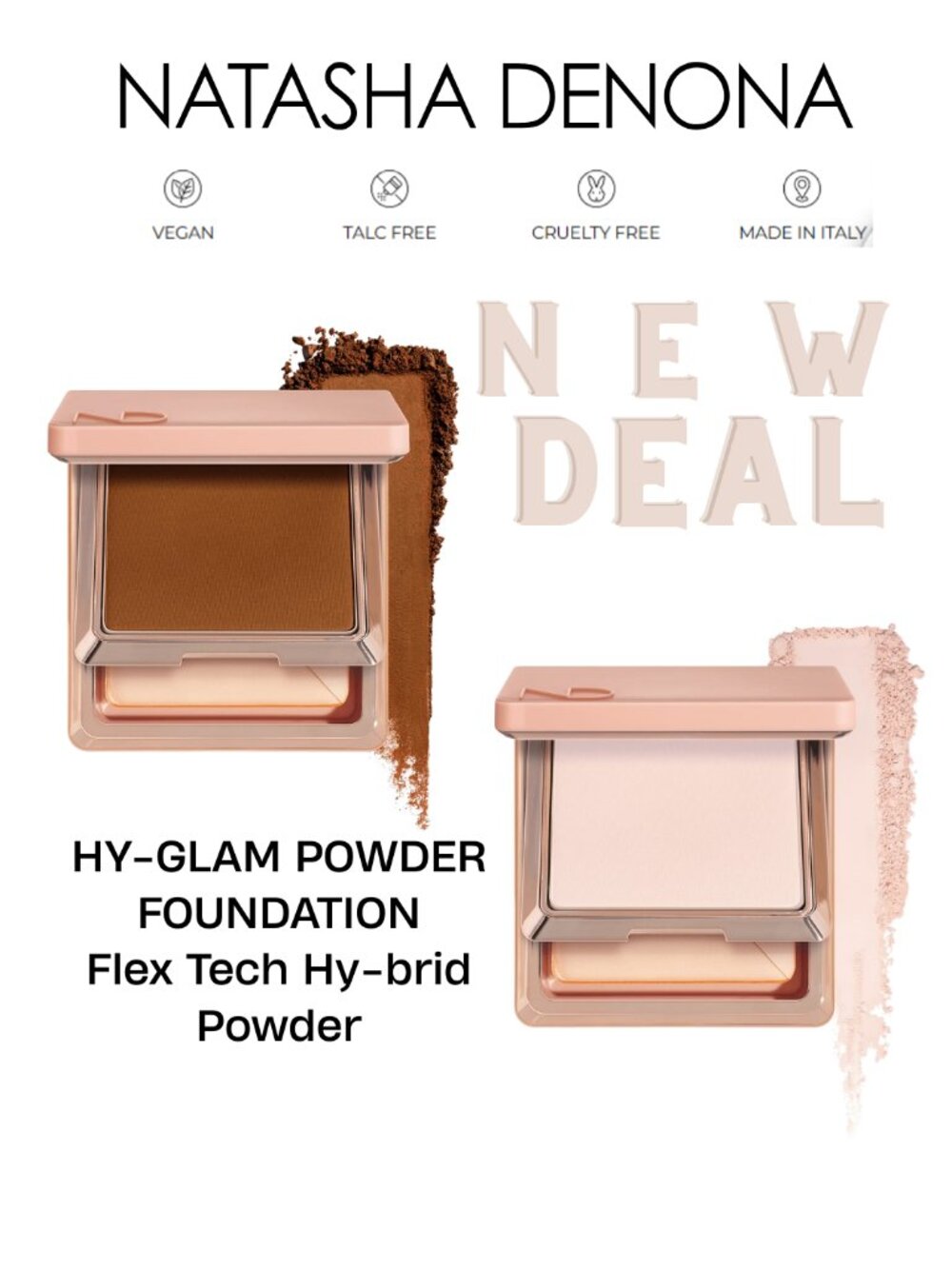 NATASHA DENONA Hy-Glam Powder Foundation NEW Fair to Light Shades NIB